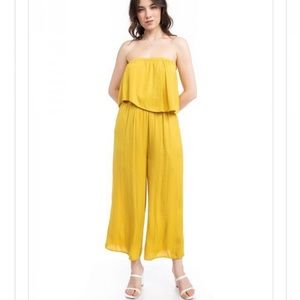 fab’rik Strapless Silky Cropped Jumpsuit w/ Pockets (BLACK)